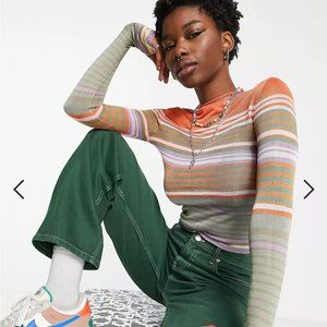 ASOS COLLUSION knitted top in sporty yarn in multi stripe